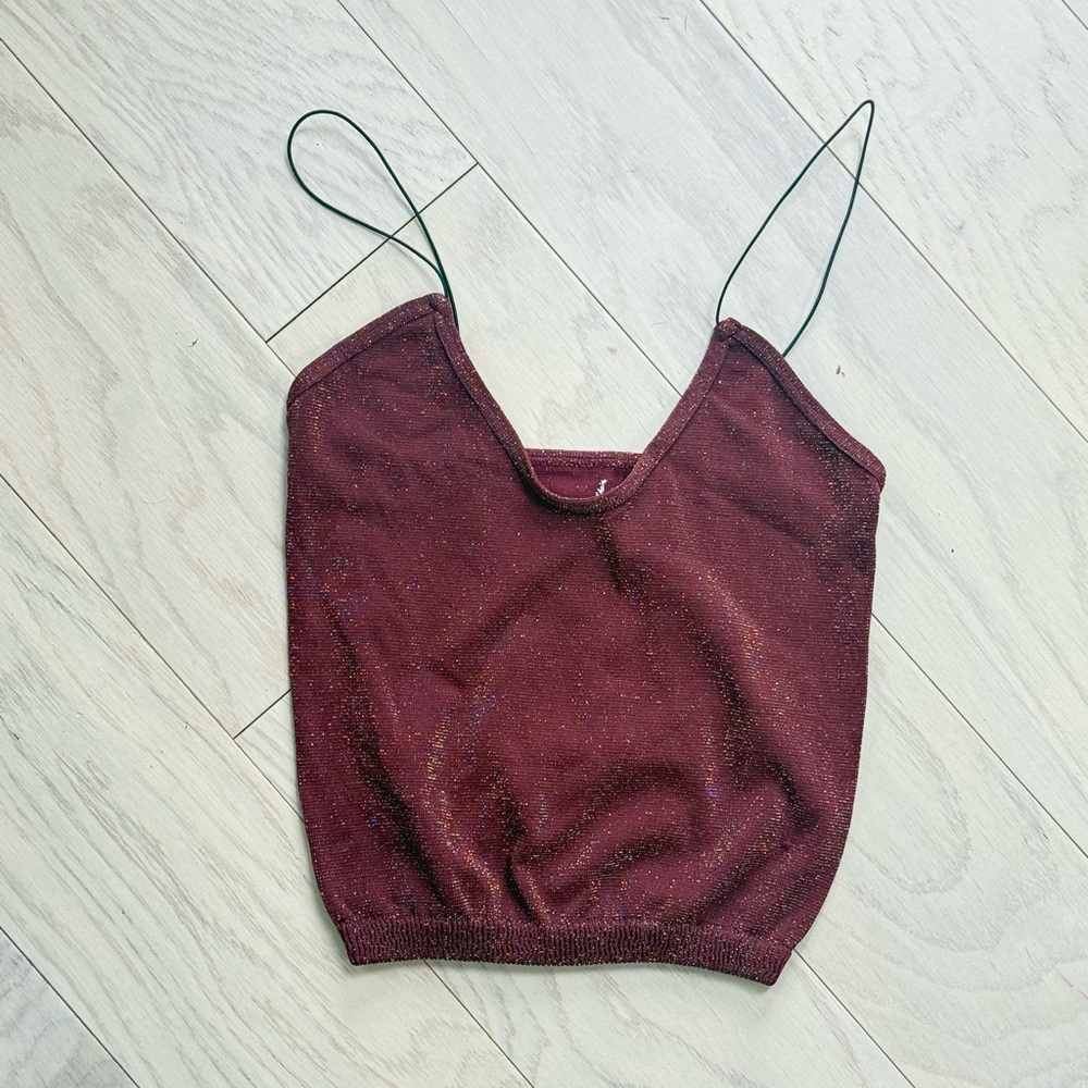 Intimately Yours Burgundy Glitter Spaghetti Strap Camisole